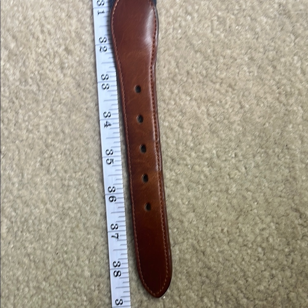 Coach Navy Canvas Leather Belt with Brass Buckle, 36” - Picture 7 of 8